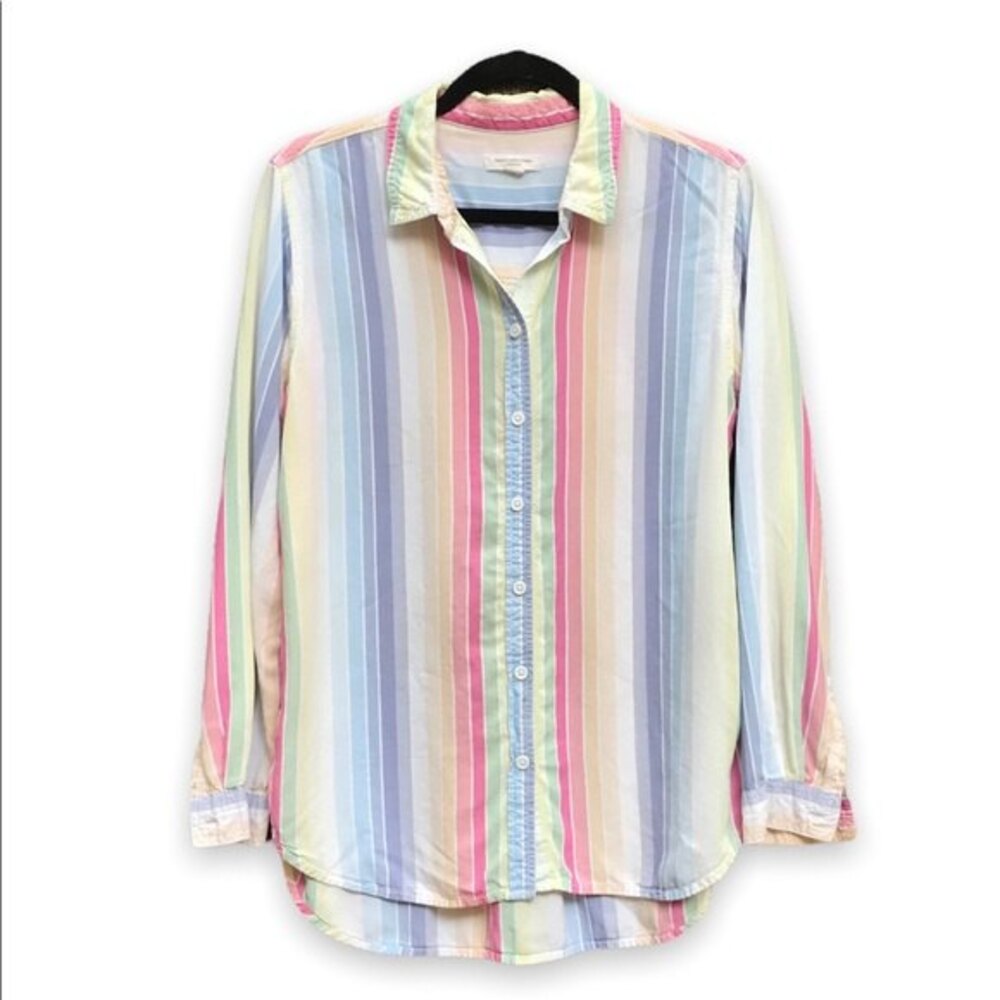 beachlunchlounge Pastel Multi-Stripe Button-Down Shirt